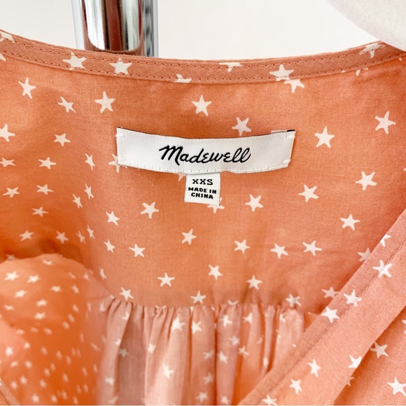 Madewell Wrap Top in Star Scatter Print Coral Cropped Top | XXS - Picture 5 of 12